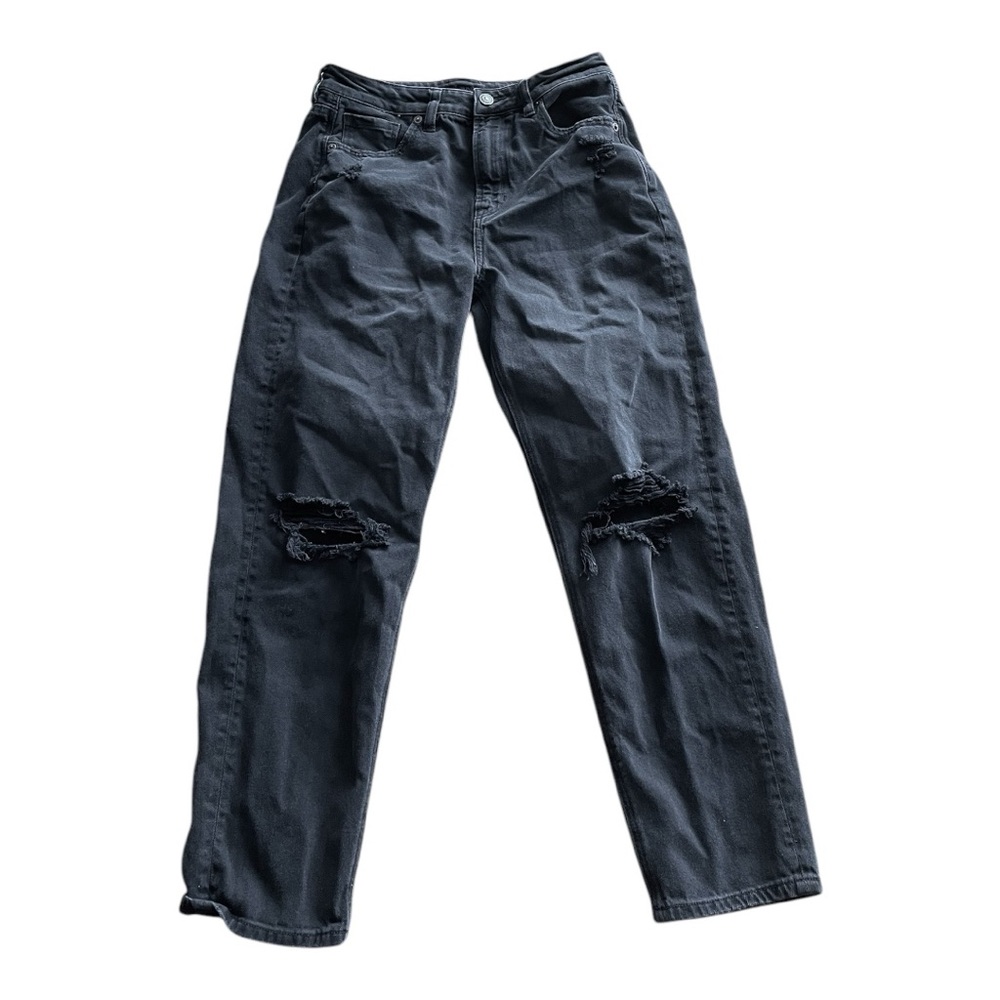 American Eagle Ripped Mom Straight Black Jeans - Picture 3 of 8